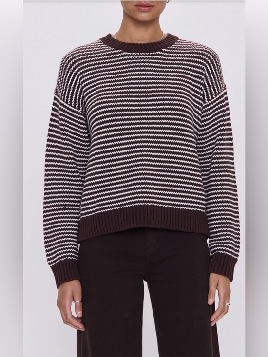 pistola Sweaters - pistola Brown and Cream Striped Crewneck Sweater